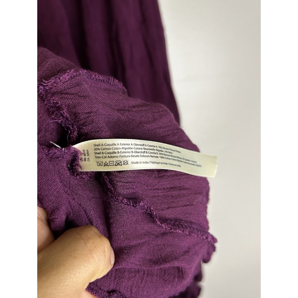 Free People Adella slip dress rust-colored crochet lace bodice tiered plum skirt - Picture 4 of 8